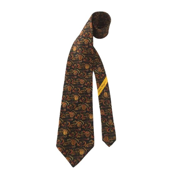 Salvatore Ferragamo Other - SALVATORE FERRAGAMO Black Riding Accessoire Print Silk Italy Tie 56"/3".3/4 EX.